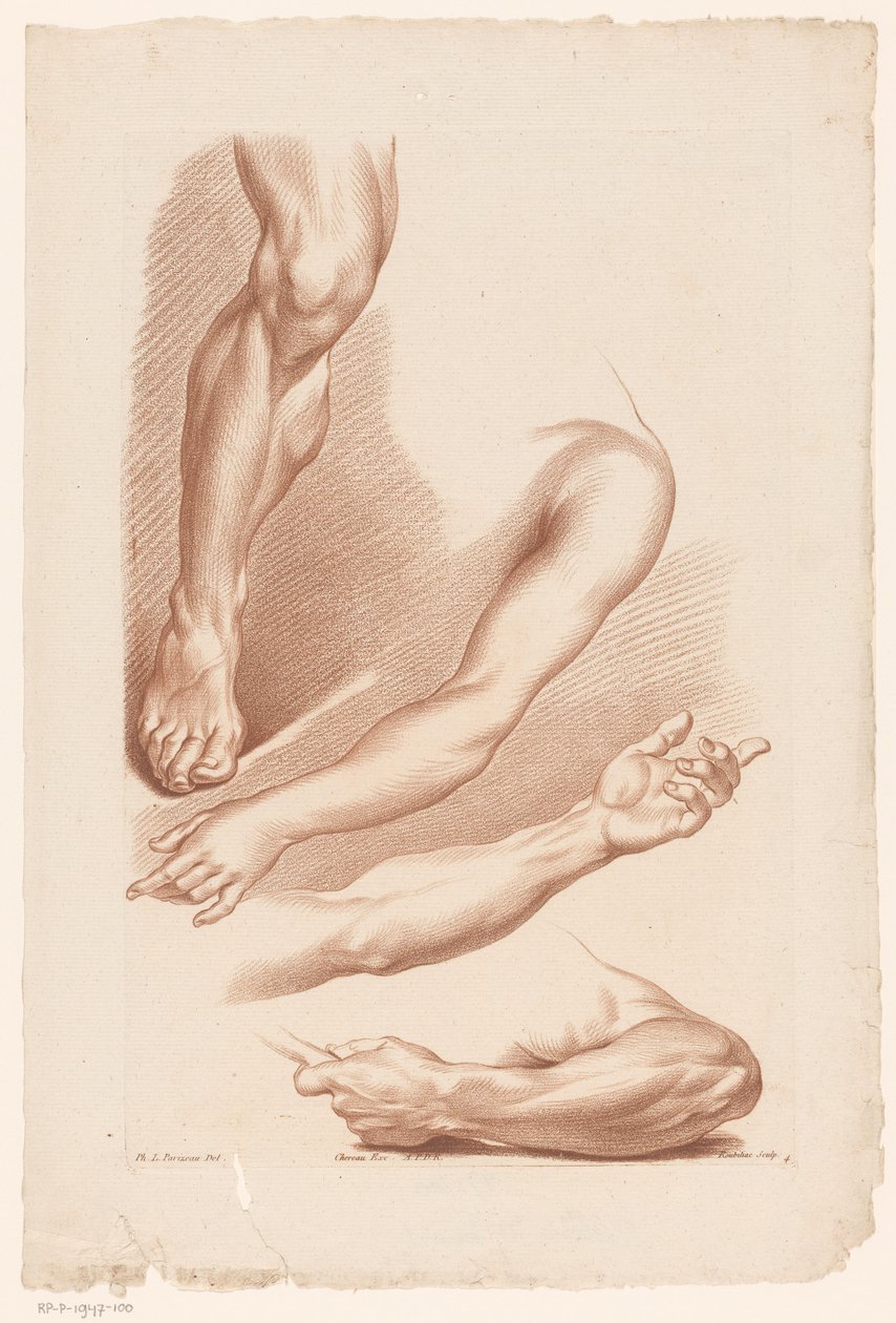 Tre armar och ett ben Principles of Drawing from Nature, del sju (serietitel) VIIe Cahier de Principes du Dessin d