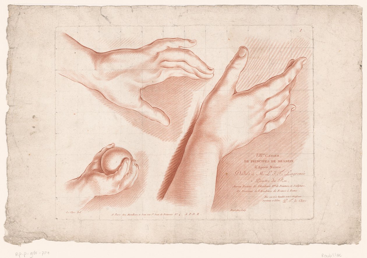 Titeltryck med tre händer Principles of Drawing from Nature, del åtta (serietitel) VIIIe Cahier de Principes du Dessin d
