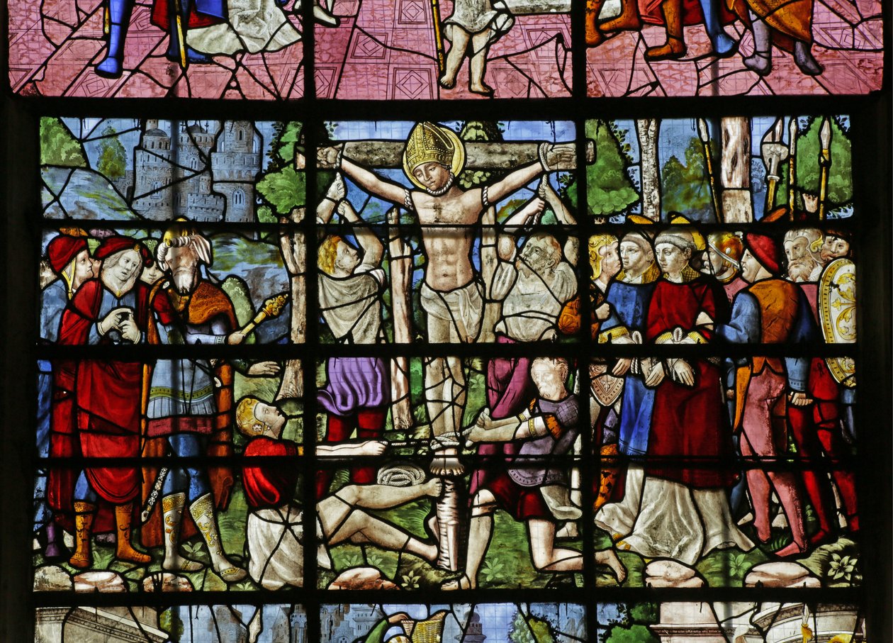 Fönster som visar martyrdöden av St Denis, detalj av 2921672 av Rouen School