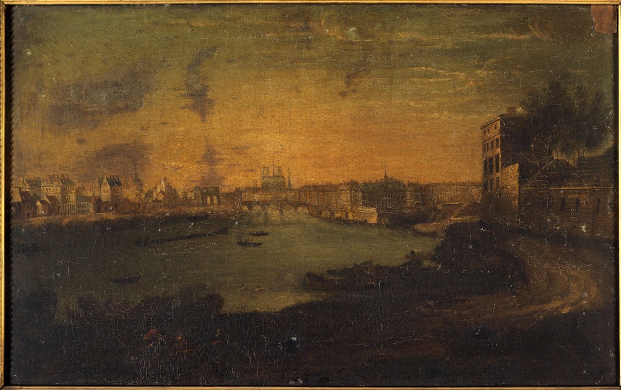 Utsikt över Île Saint-Louis och Île de la Cité från Pointe de l