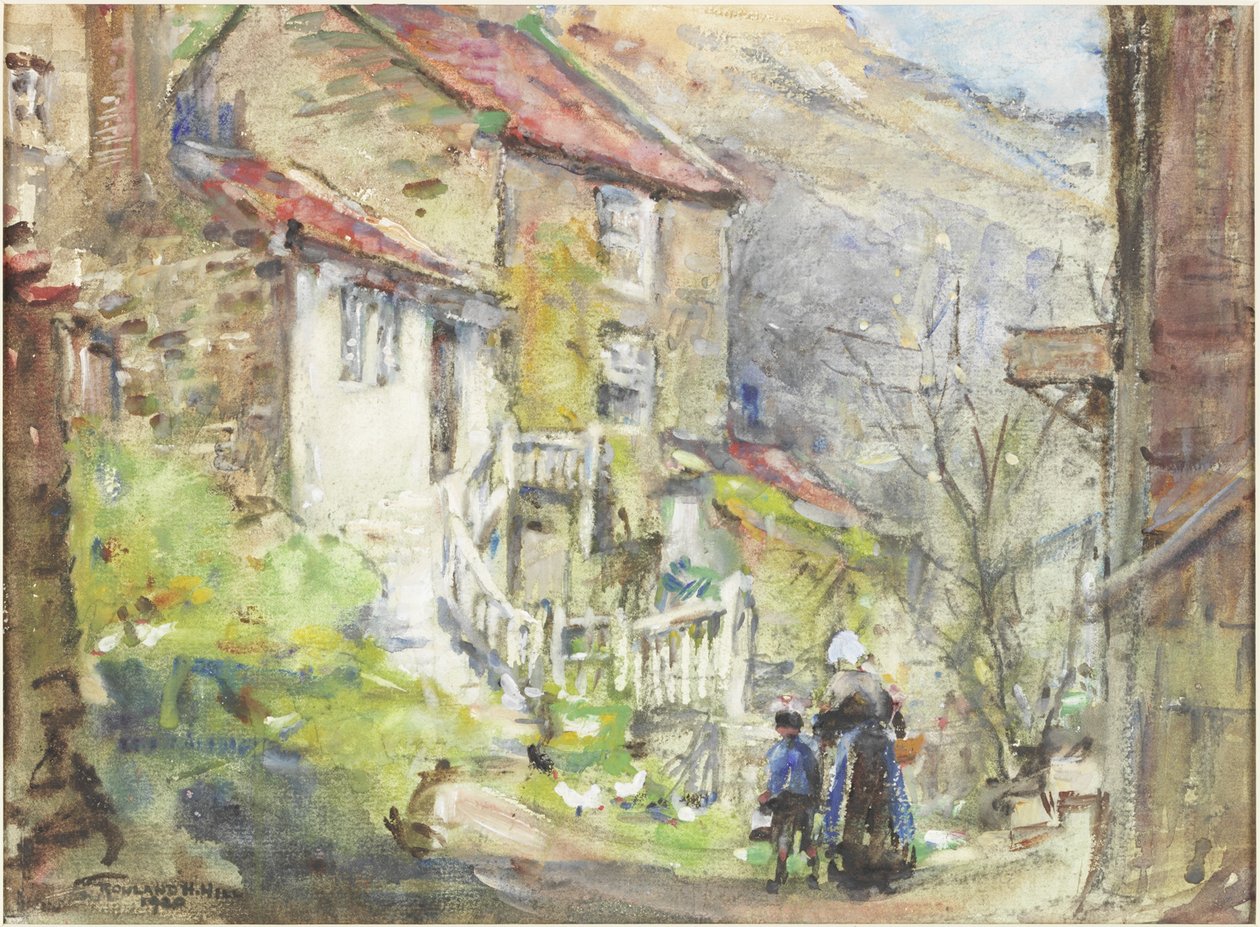 A Runswick Cottage (akvarell och kroppsfärg på papper) av Rowland Henry Hill