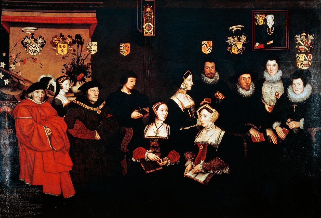 Sir Thomas More, hans far, hans hushåll och hans ättlingar, cirka 1593 av Rowland Lockey