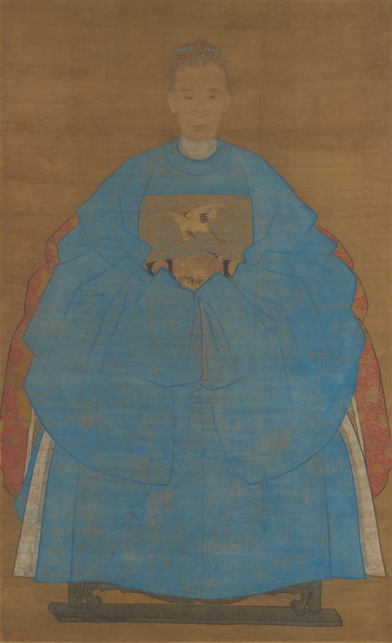 Porträtt av en gammal dam, daterad xinyou 1561 eller 1621. av Ruan Zude