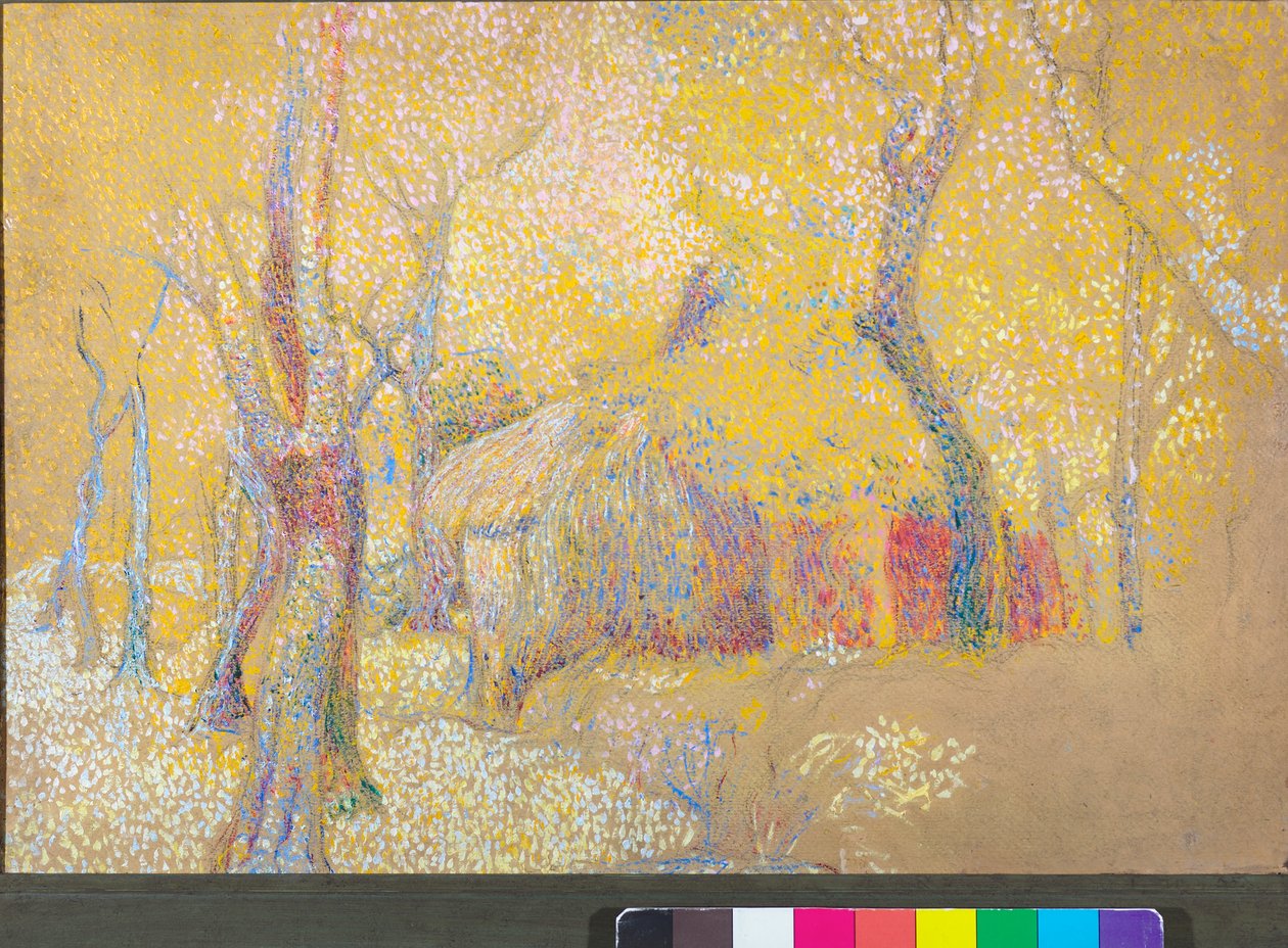 Ladugård i träden, c.1900-06 av Rubaldo Merello