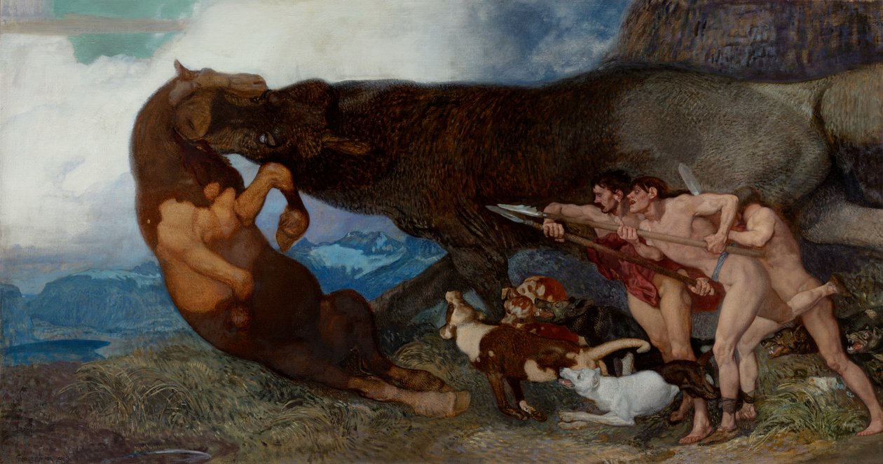 Slåss med ett monster, 1903 av Rudolf Jettmar