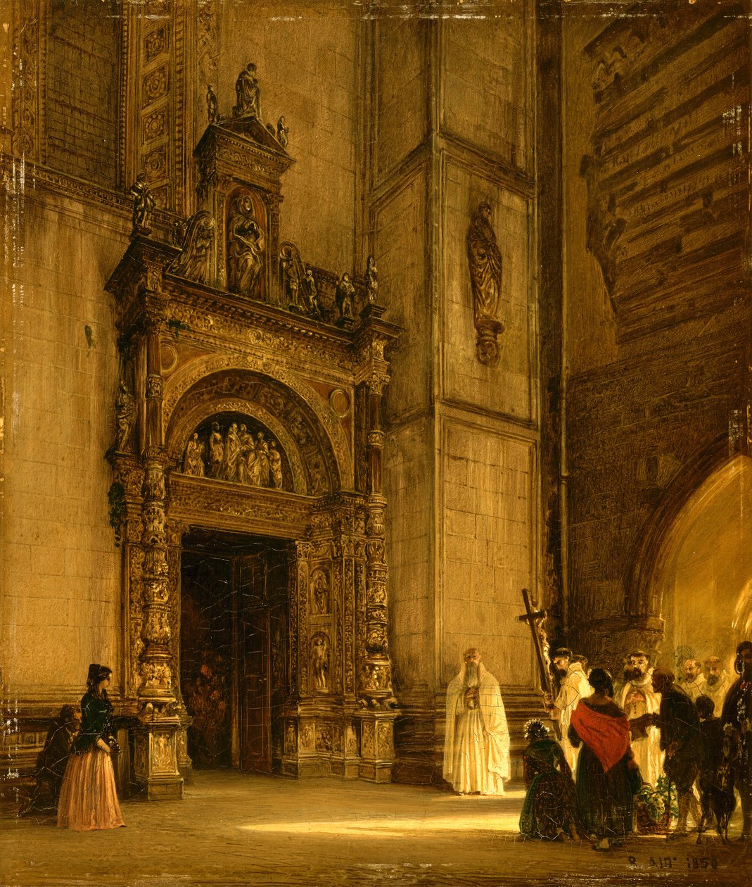 Sidoportal till Como Cathedral, 1850 (olja på kartong) av Rudolf von Alt