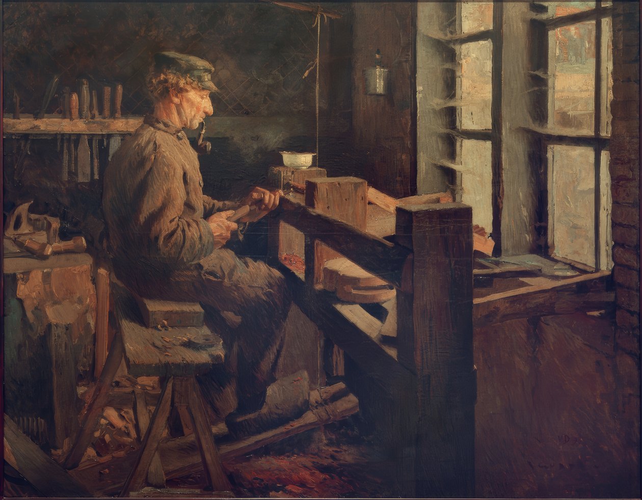 Holländsk träsvarvare på jobbet (Blokje-Maker) av Rudolf Gudden