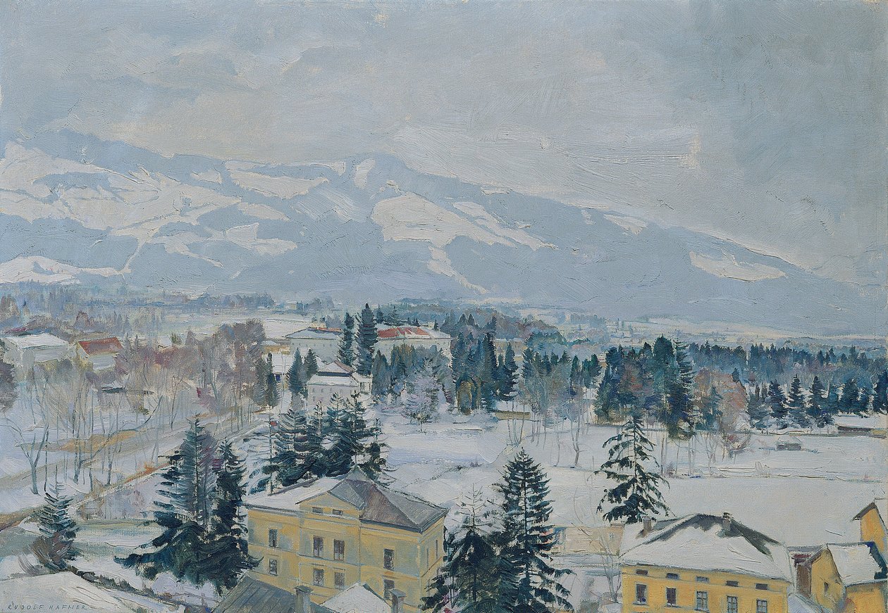 Salzburg landskap med Kapuzinerberg av Rudolf Hafner