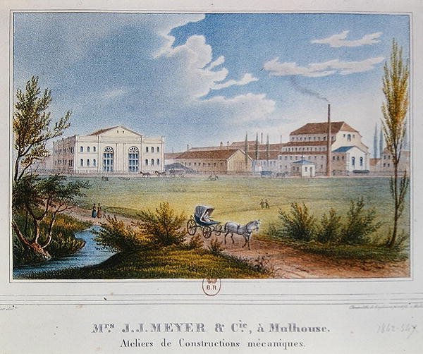 Herrarna Meyer & Cies fabrik i Mulhouse, Frankrike av Rudolf Huber