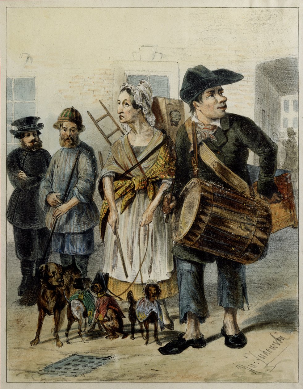 En tjänare tar ut hundarna, 1843 av Rudolf Kasimirovich Zhukovsky