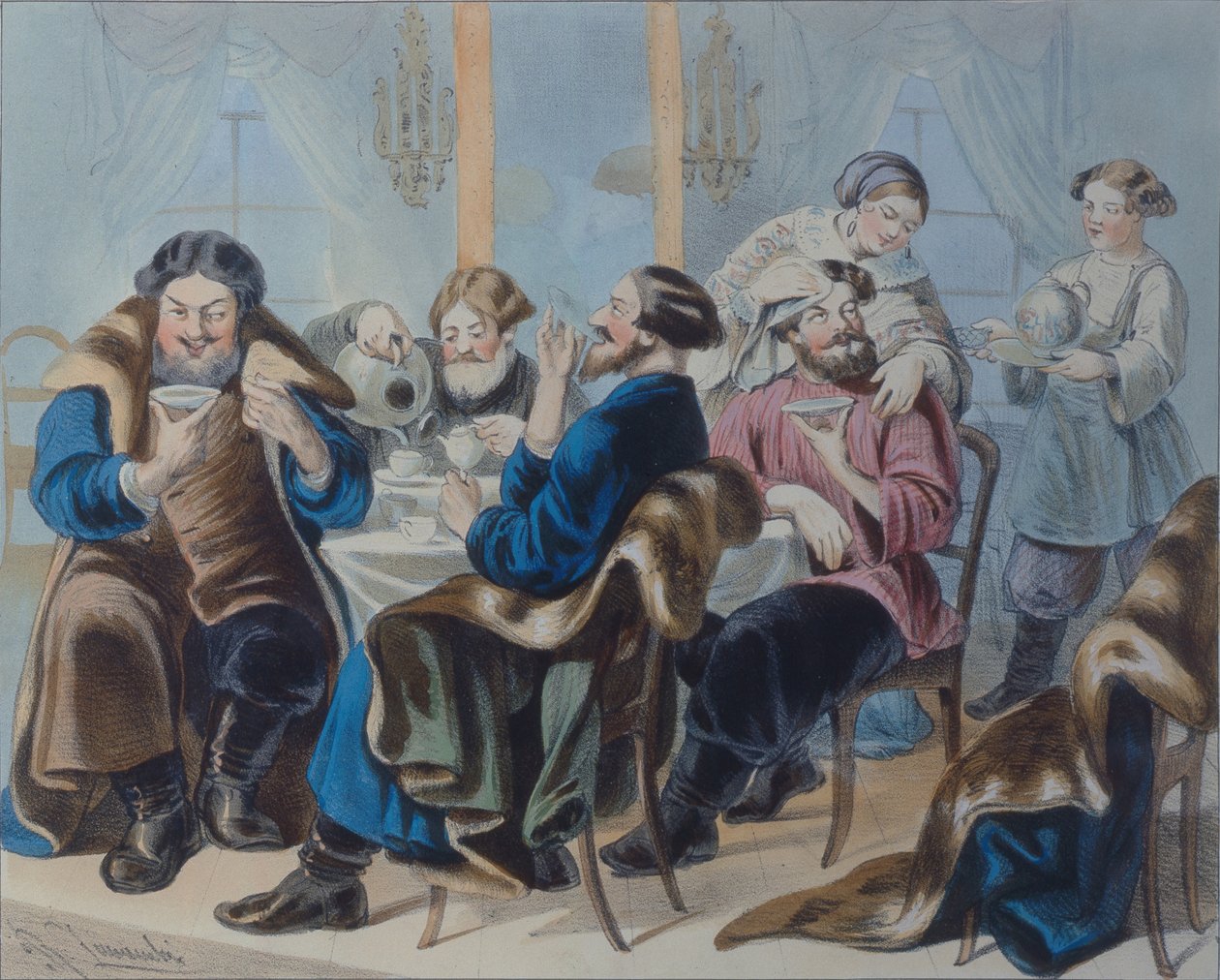 Te och socker. Tedrickande på en krog, 1800-talets första kvartal av Rudolf Kasimirovich Zhukovsky