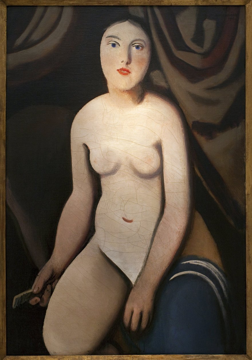 Framför spegeln. Målning av Rudolf Kremlicka (1886-1932), Olja på duk av Rudolf Kremlicka