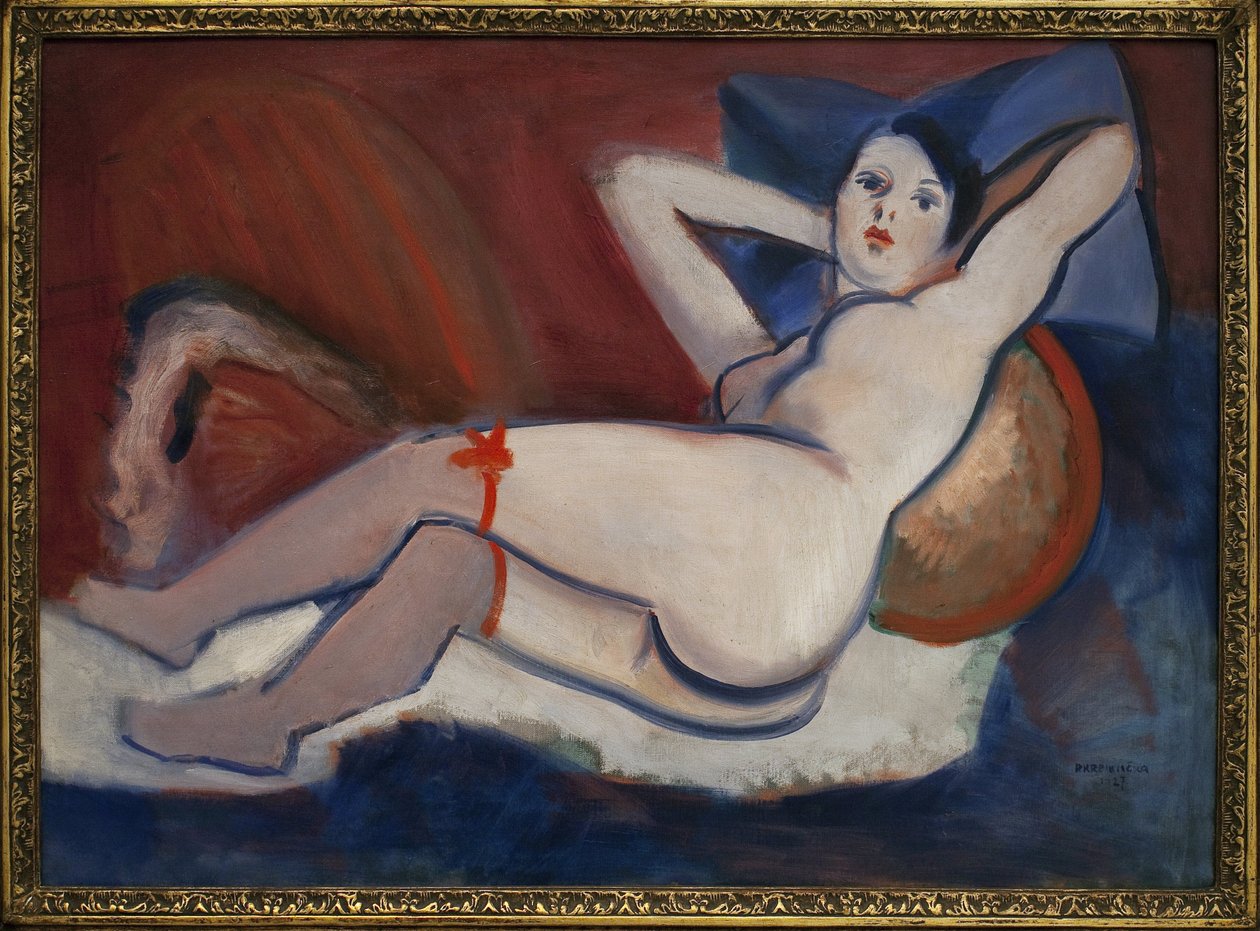 Sov kvinna. Målning av Rudolf Kremlicka (1886-1932), Olja på duk av Rudolf Kremlicka