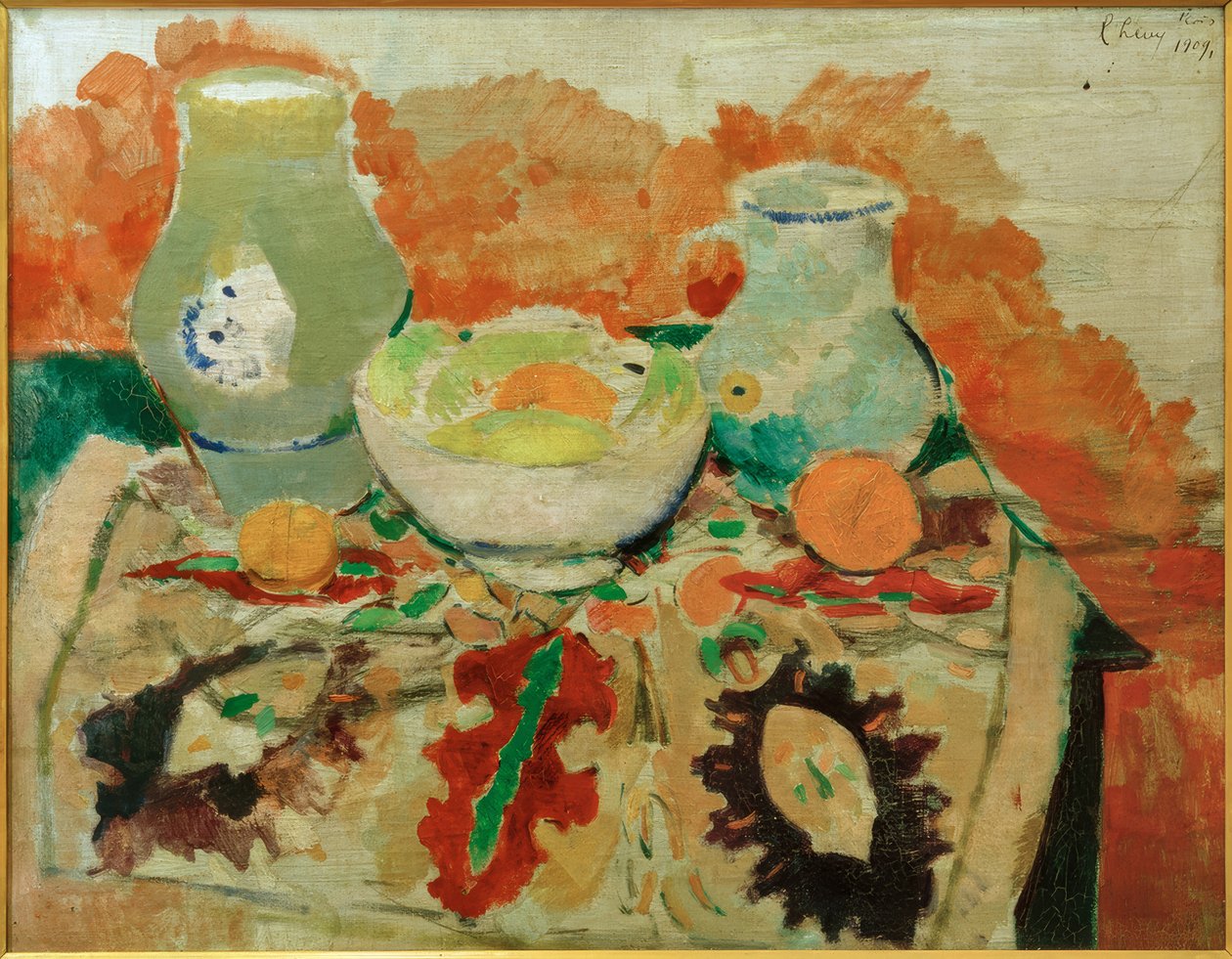 Stilleben med kannor och frukter, Paris av Rudolf Levy