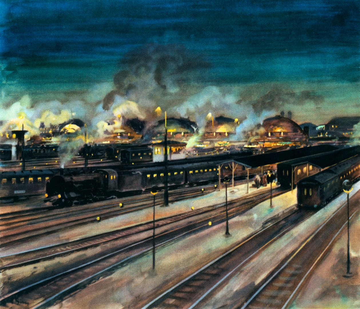 Tyska järnvägar - Münchens centralstation på natten av Rudolf Lipus