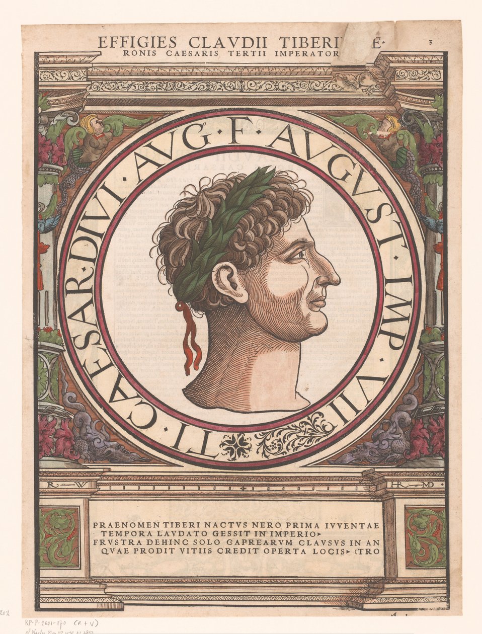Porträtt av Claudius Tiberius i en arkitektonisk ram av Rudolf Wyssenbach
