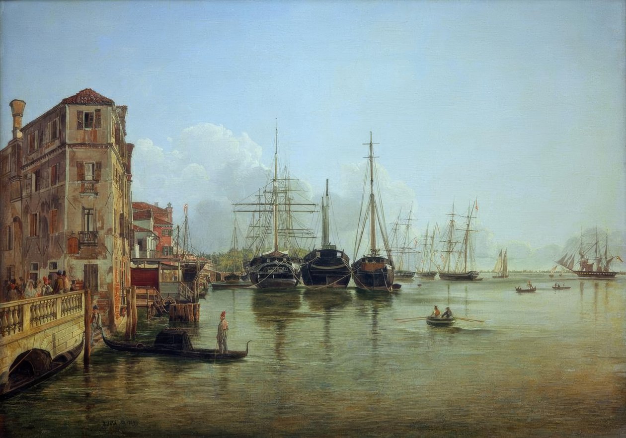 Utsikt över Strada Nuova mot Giardini Pubblici i Venedig av Rudolf von Alt