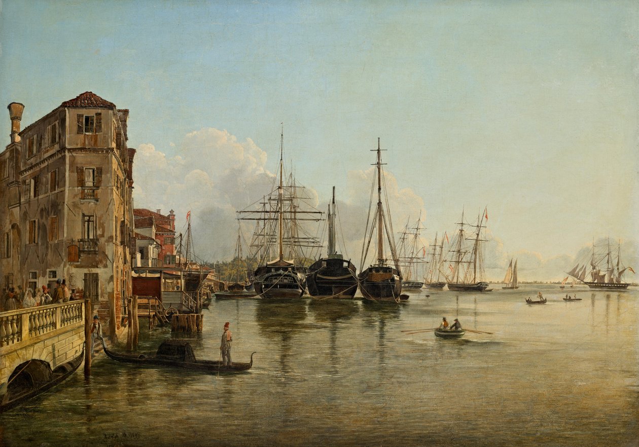 Vy från Strada Nuova [idag Via Garibaldi] mot Giardini Pubblici i Venedig av Rudolf von Alt