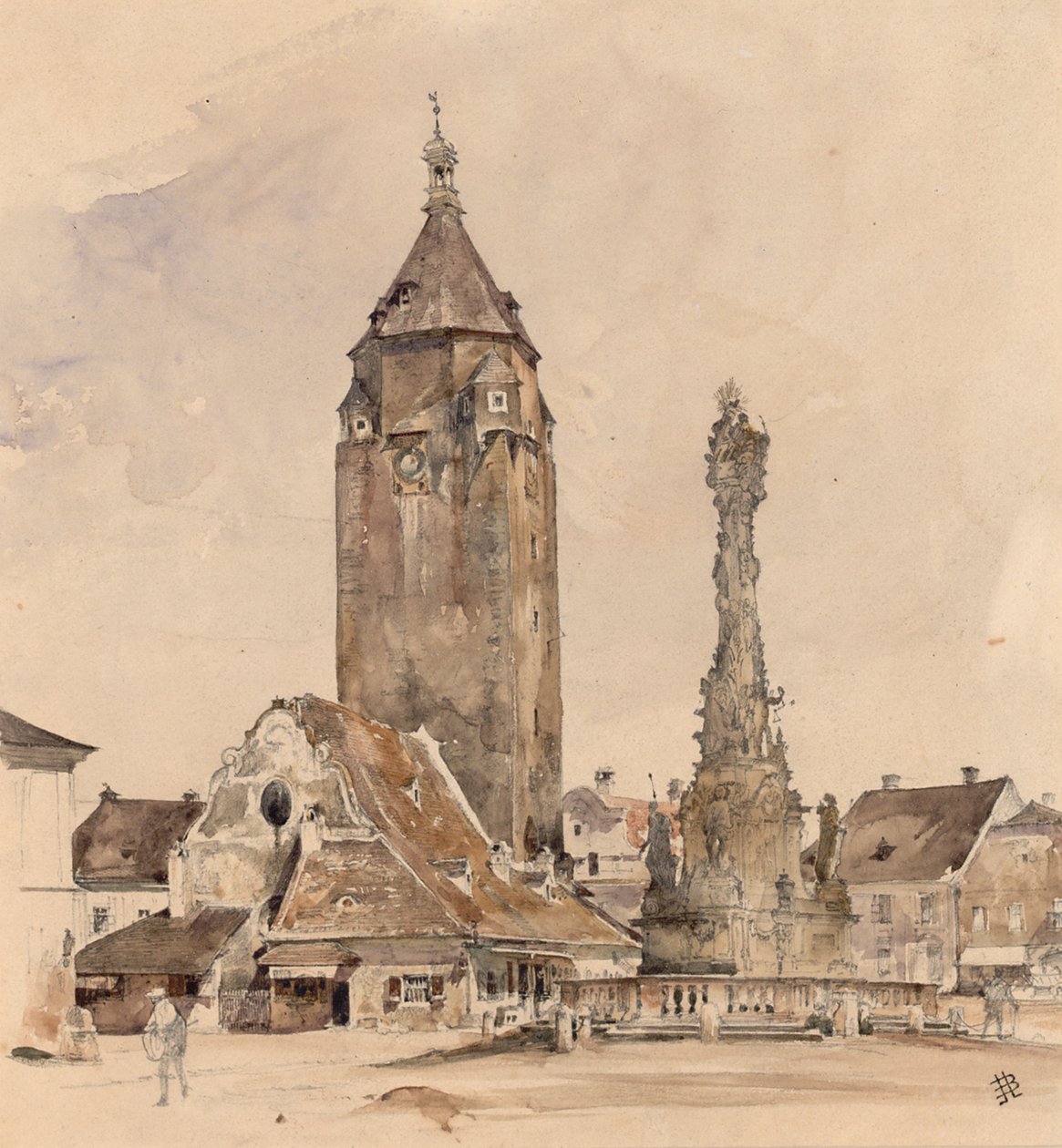 Det gamla rådhuset i Korneuburg av Rudolf von Alt