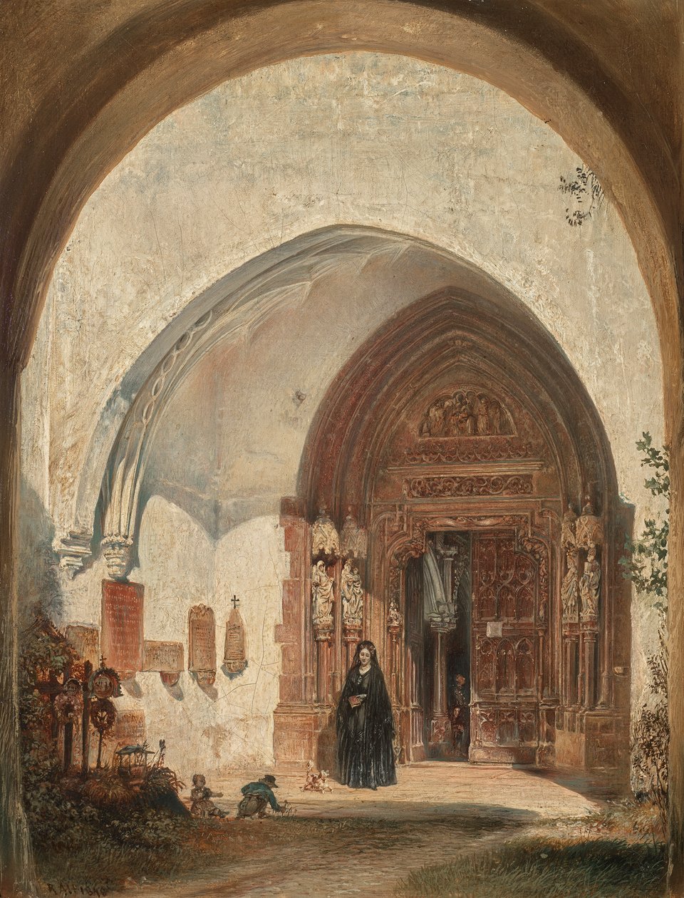 Portalen till Nonnberg Collegiate Church i Salzburg av Rudolf von Alt