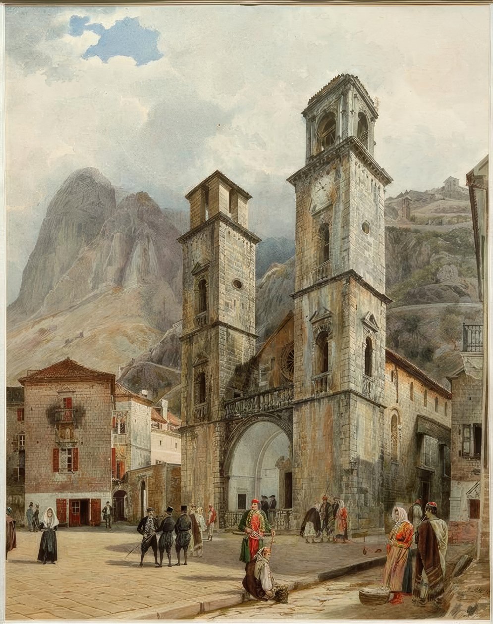 Katedralstorget i Cattaro av Rudolf von Alt