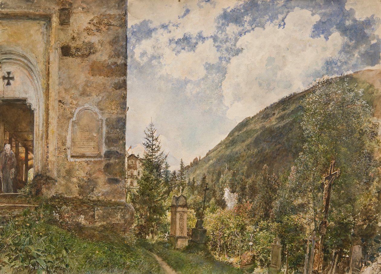 Kyrkogården i Gastein av Rudolf von Alt