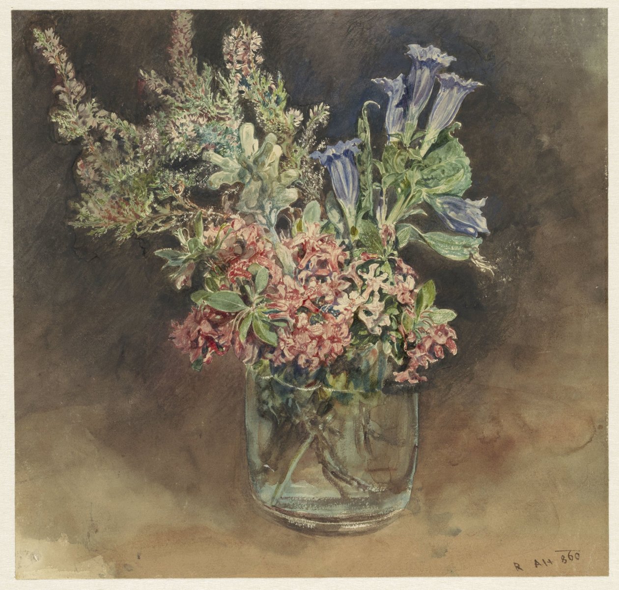 Glas med alpina blommor av Rudolf von Alt