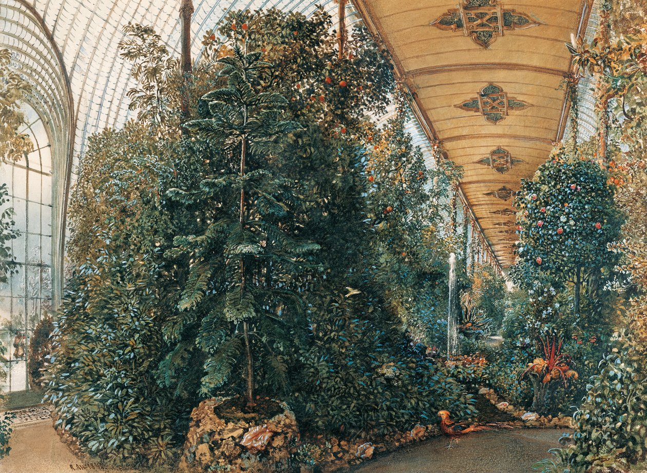 Interiör av Palm House of Lednice Palace av Rudolf von Alt