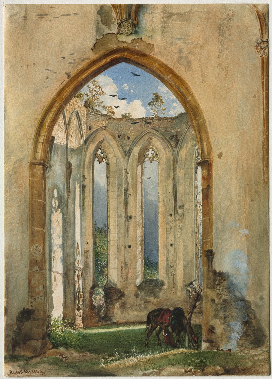 Ruin av en kyrka av Rudolf von Alt