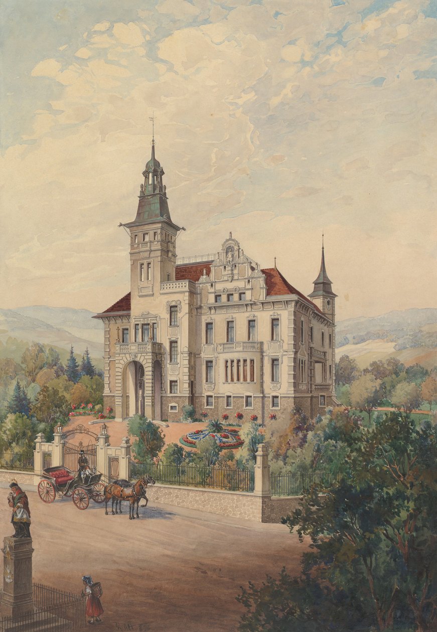 Utsikt över en schweizisk villa, 1896. av Rudolf von Alt