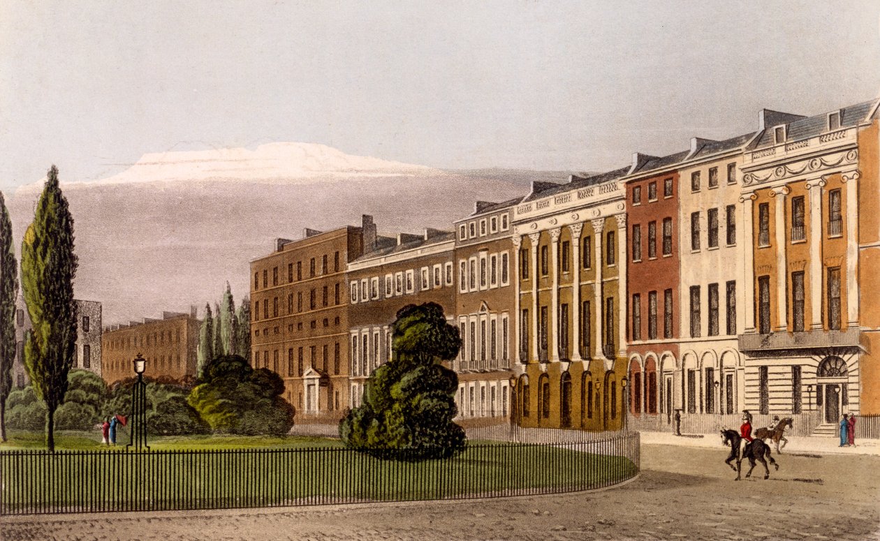 Portman Square, norra sidan, 1816 (gravyr och akvatint) av Rudolph Ackermann