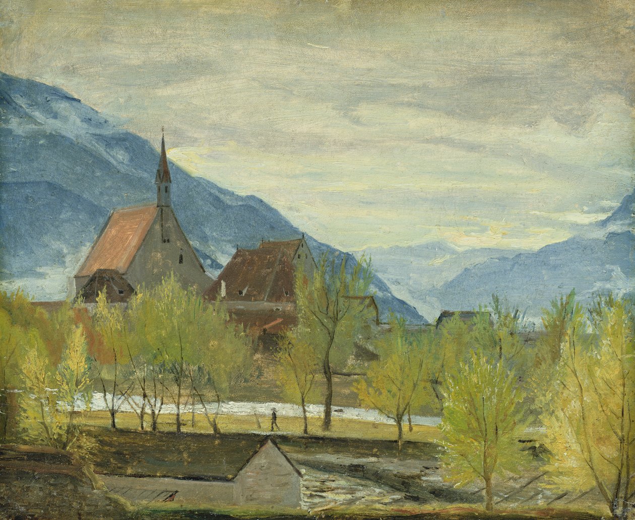 Tidig snö i Merano, 1830-31 (olja på papper monterad på kort) av Rudolph Friedrich Wasmann