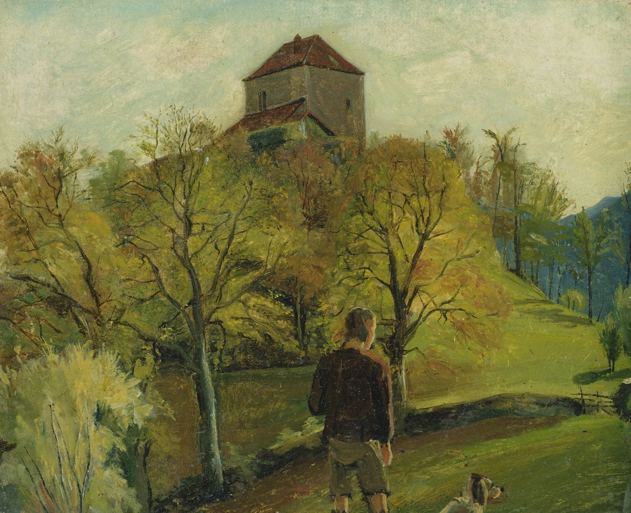 Zenoburg i Tyrolen, ca. 1831 (olja på papper monterad på kort) av Rudolph Friedrich Wasmann