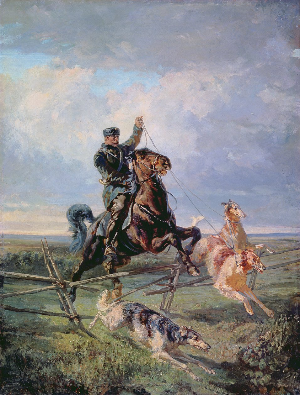 Jägare med Borzois, 1872 av Rudolph Frenz