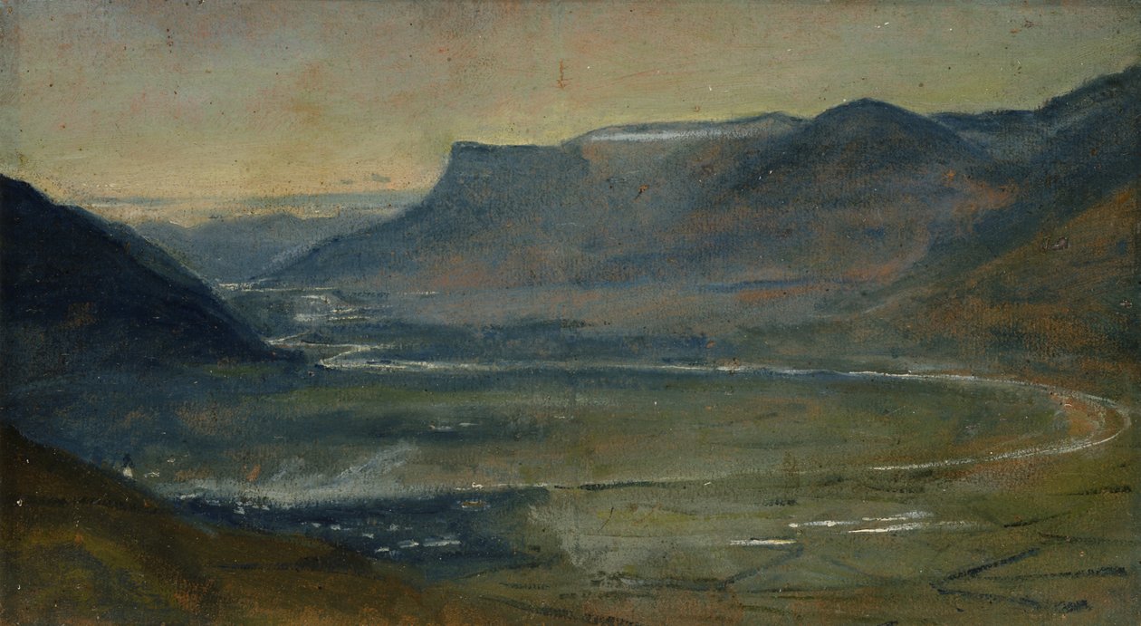Utsikt över Etschtal på Mendel (olja på papper på kartong) av Rudolph Friedrich Wasmann
