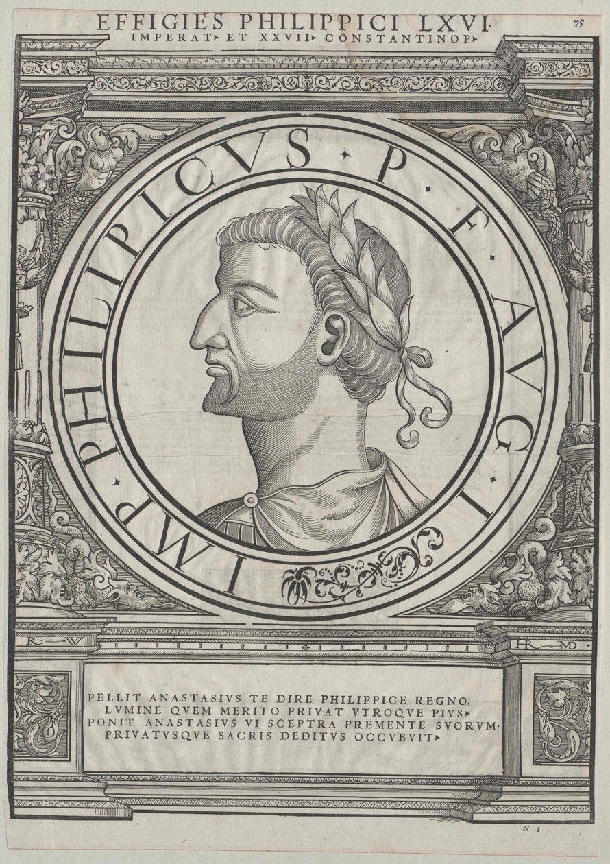 Östromerske kejsaren Philippikos Bardanes (tryck) av Rudolph Wyssenbach