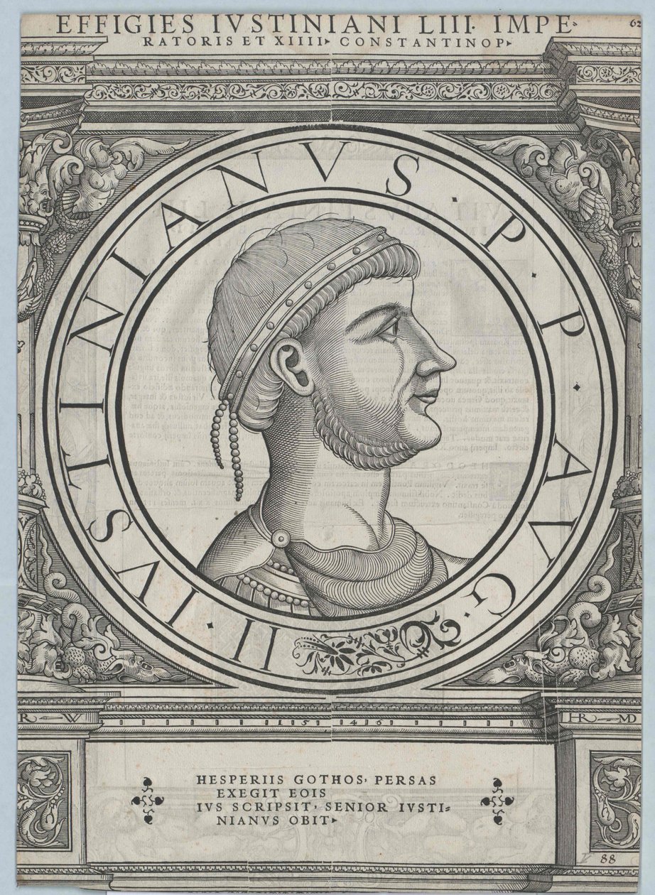 Kejsare av det bysantinska riket Justinianus I (tryck) av Rudolph Wyssenbach