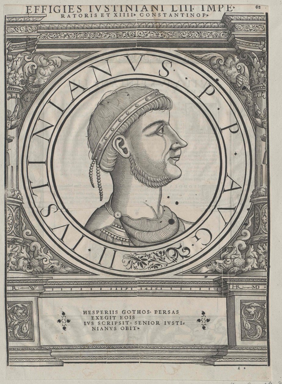 Kejsare av det bysantinska riket Justinianus I (tryck) av Rudolph Wyssenbach