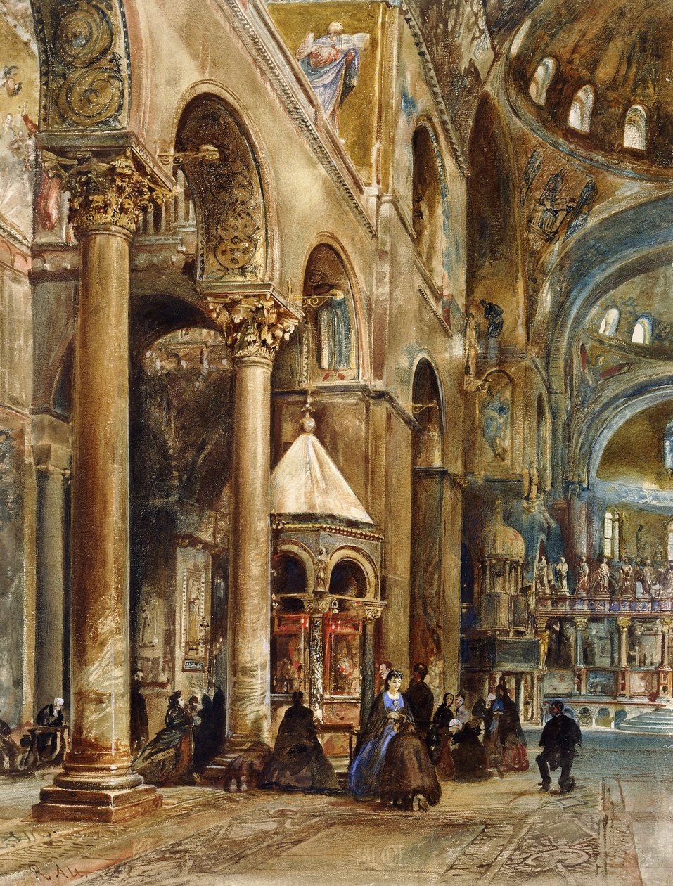 Interiör av Basilica di San Marco, Venedig, 1884 av Rudolf von Alt