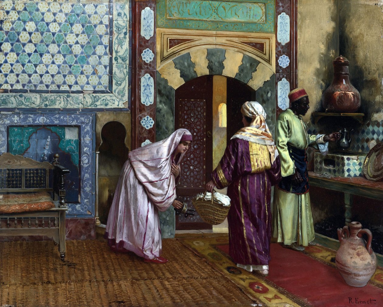 In the Hammam par Ernst, Rudolf (1854-1932), - Olja på duk, 48,8x60,9 - Privat samling av Rudolphe Ernst