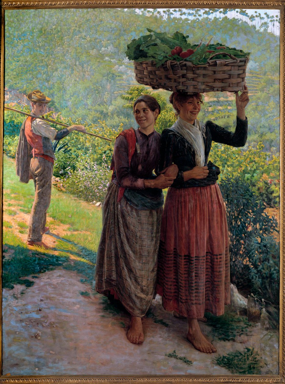 Livet på landsbygden, scen för förförelse i vingårdarna i Toscana av Ruggero Focardi