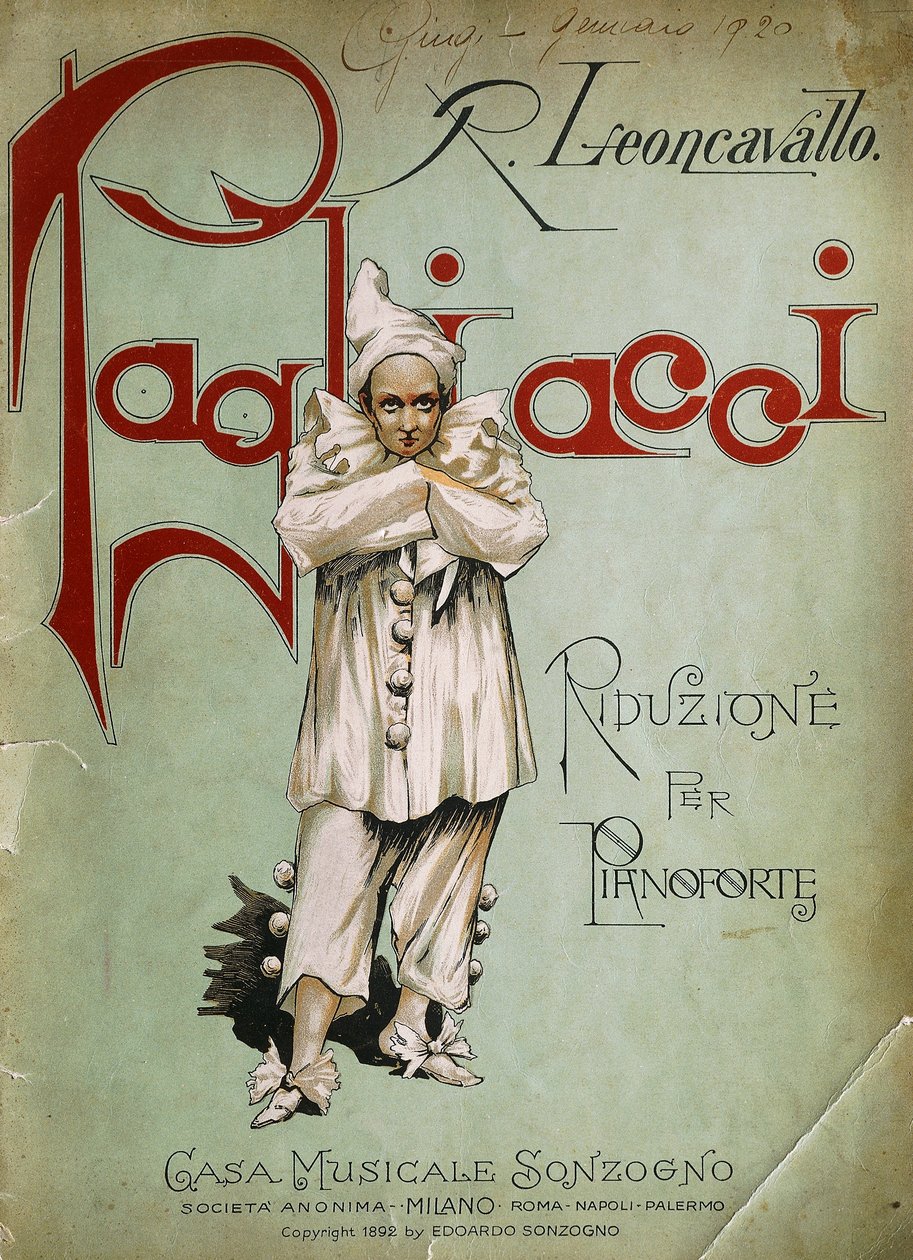 Titelsida av pianoreduktion för Pagliacci av Ruggero Leoncavallo