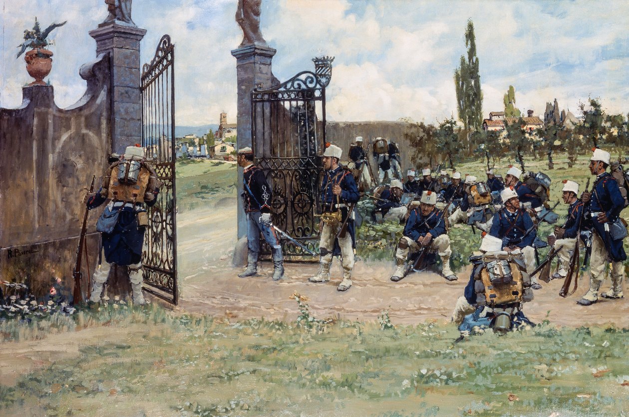 Manövrar, av Ruggero Panerai (1862-1923), olja på duk, 78x131 cm av Ruggero Panerai