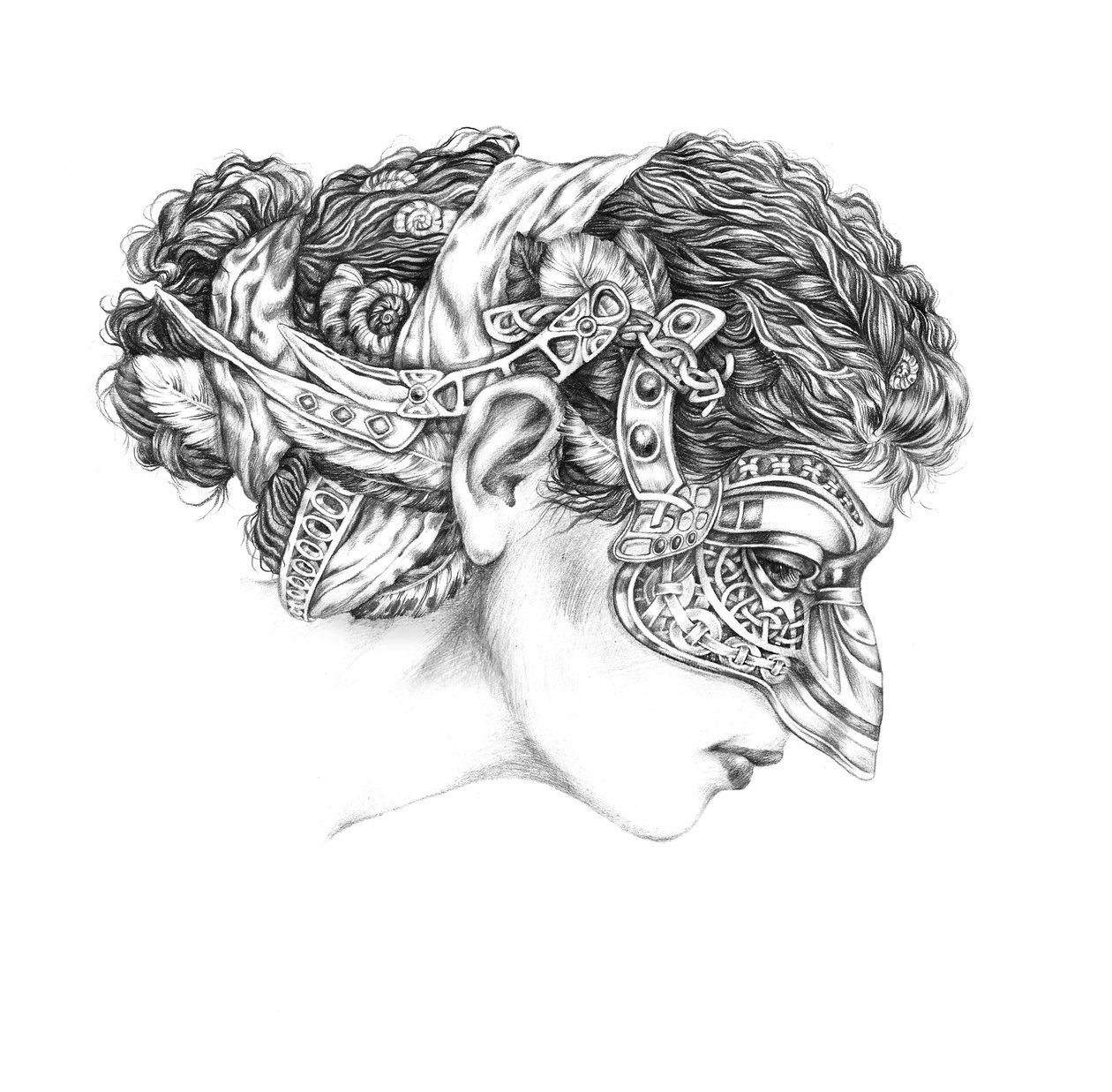 Venetiansk karneval, Colombina, 2012, penna på papper av Runa Anastasiya Rudaya