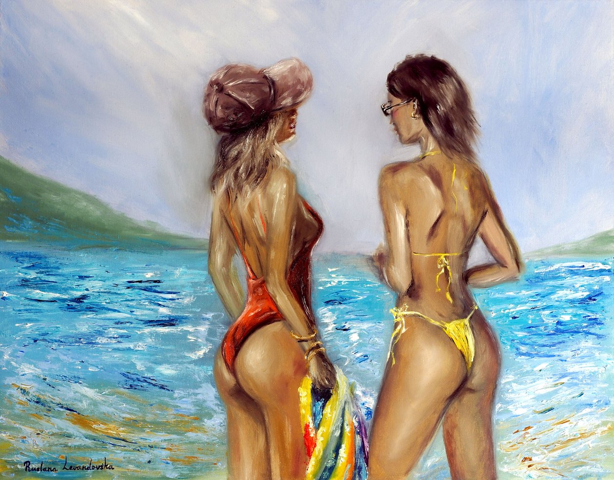 At the Beach, 2022 (olja på duk) av Ruslana Levandovska