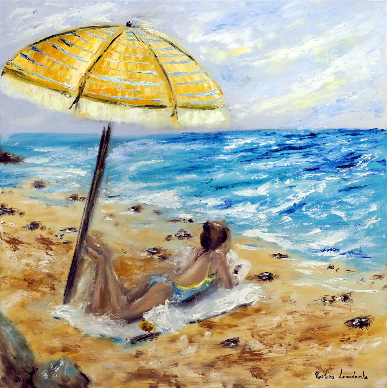 Beach Day, 2022 (olja på cavas) av Ruslana Levandovska