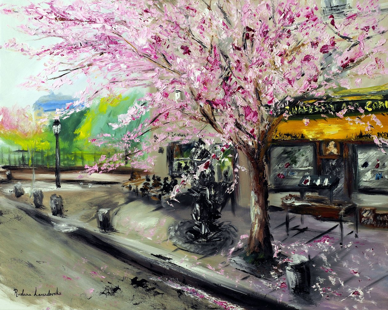 Cherry Blossoms av Shakespeare  Company Paris, 2021 (olja på duk) av Ruslana Levandovska