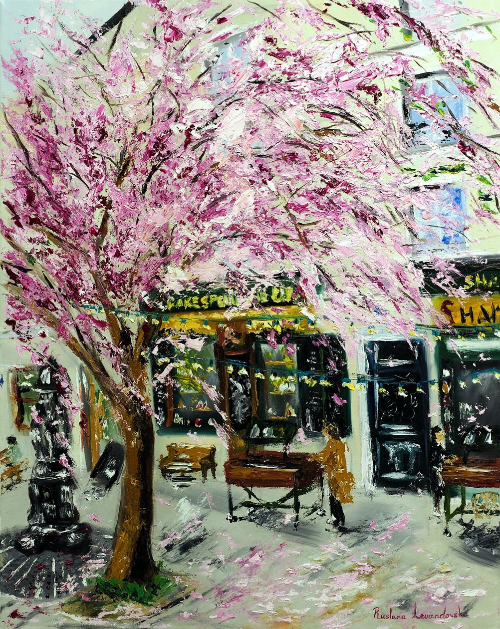 Cherry Blossoms av Shakespeare  Company Paris II, 2022 (olja på duk) av Ruslana Levandovska