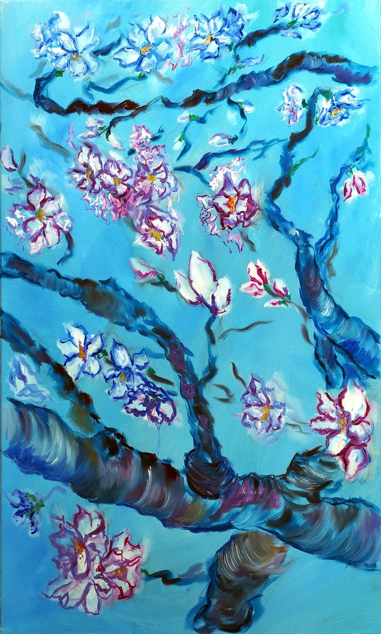 Eternal Blossoms Triptych - mitten, 2024 (olja på duk) av Ruslana Levandovska