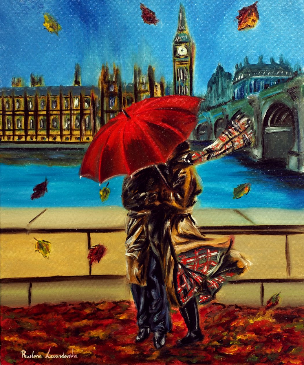 London Embrace, 2025 (olja på duk) av Ruslana Levandovska